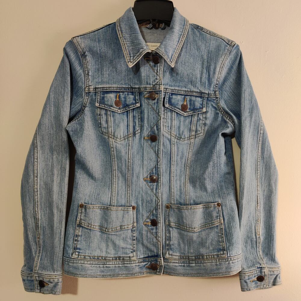 Vintage Eddie Bauer Denim Jean Trucker‎ Jacket Women's Medium Button Blue Washed